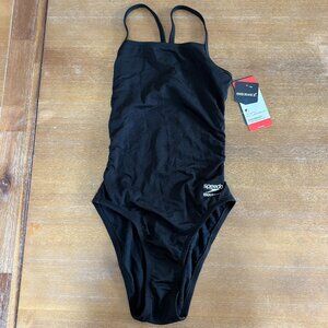 Speedo Endurance+ Swimsuit - Size 26 - Solid Black - NWT & Box
